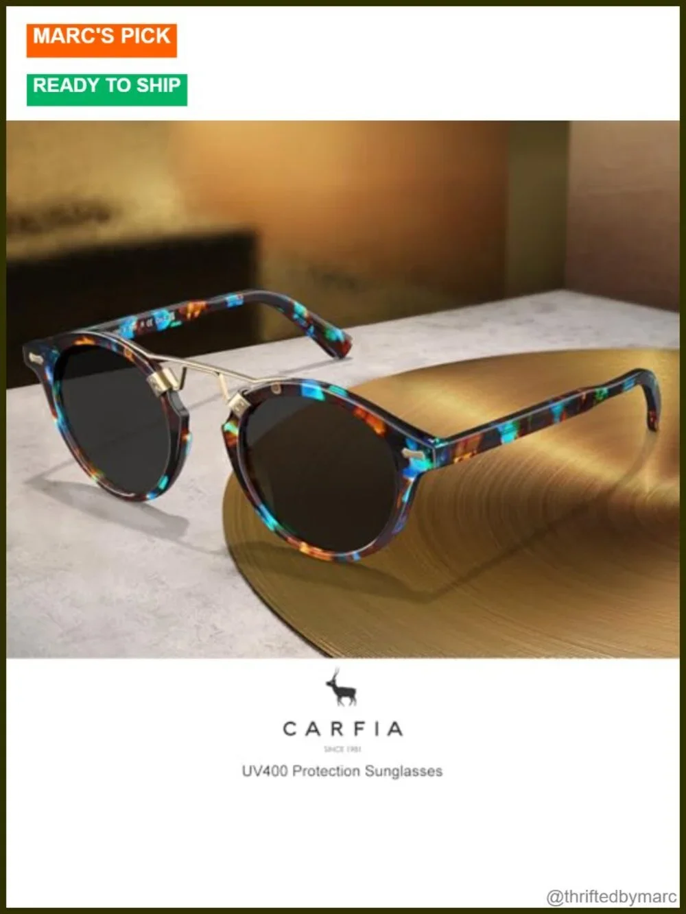 Womens Polarized Round Sunglasses Acetate Frame UV Protection Driving Shades